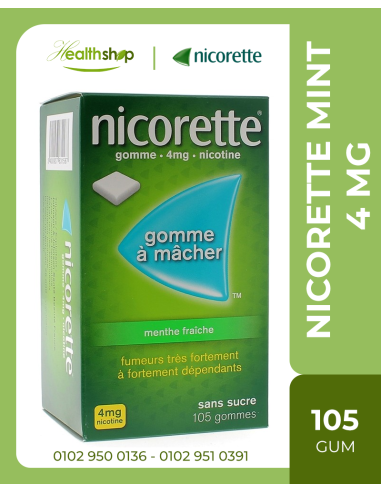 Nicorette fresh mint , 4mg 105 gum | Nicorette | Quit smoking  |