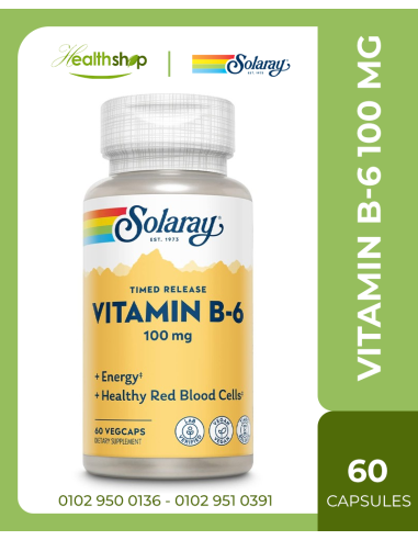 Solaray Vitamin B-6 100 mg - 60 Veg Capsules | Solaray | Vitamin B Family  |