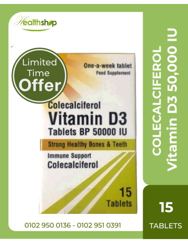 COLECALCIFEROL Vitamin D3 50,000 IU - 15 Tablets (Best before 4/2025)