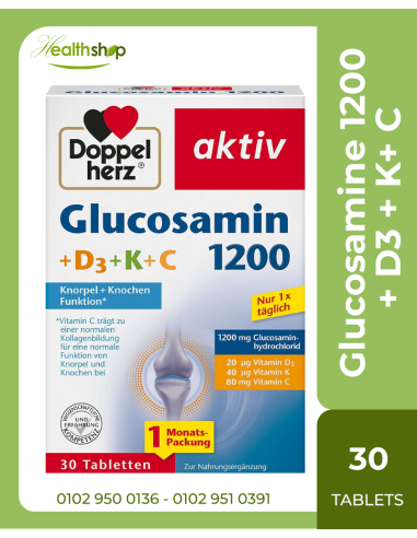 Doppelherz Glucosamine 1200 + D3 + K+ With Vitamin C - 30 Tablets