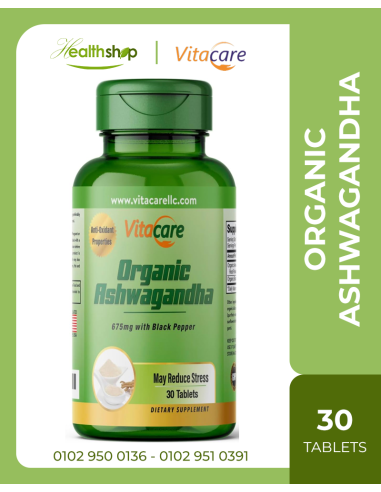 Vitacare Organic Ashwagandha - 675 mg with Black pepper - 30 Tablets