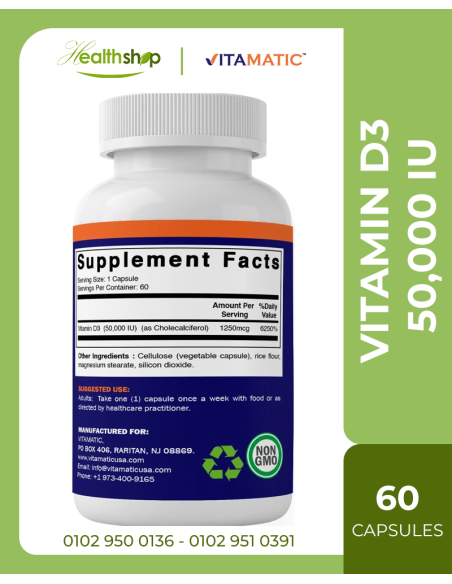 Vitamin D3 50,000 IU - 60 Veg Capsules - 1 year supply