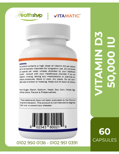 Vitamin D3 50,000 IU - 60 Veg Capsules - 1 year...