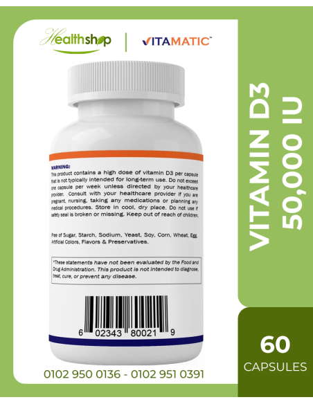 Vitamin D3 50,000 IU - 60 Veg Capsules - 1 year supply