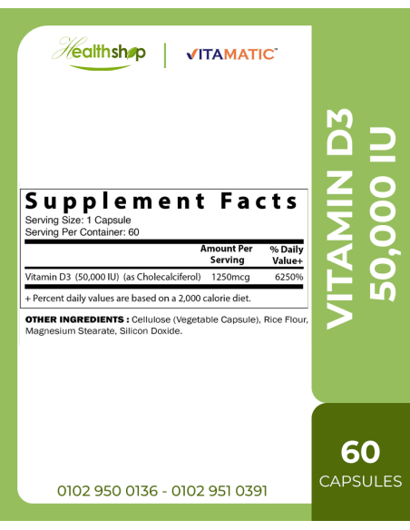 Vitamin D3 50,000 IU - 60 Veg Capsules - 1 year supply