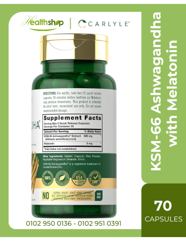 Carlyle KSM-66 Ashwagandha 600mg with Melatonin...