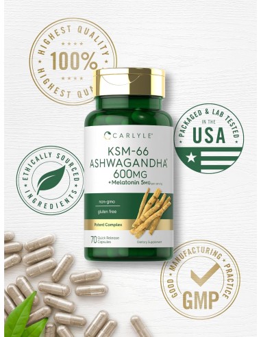 Carlyle KSM-66 Ashwagandha 600mg with Melatonin...
