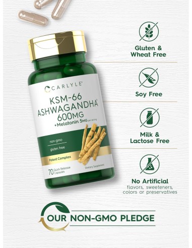 Carlyle KSM-66 Ashwagandha 600mg with Melatonin...