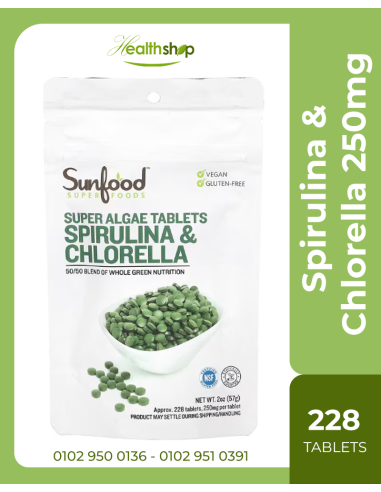 Spirulina & Chlorella 250 mg - 228 Tablets (57 g)