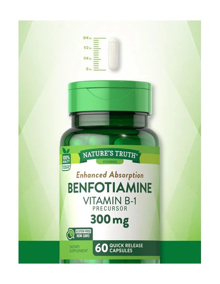 Benfotiamine Vitamin B-1 300 mg - Enhanced Absorption - 60 Capsules