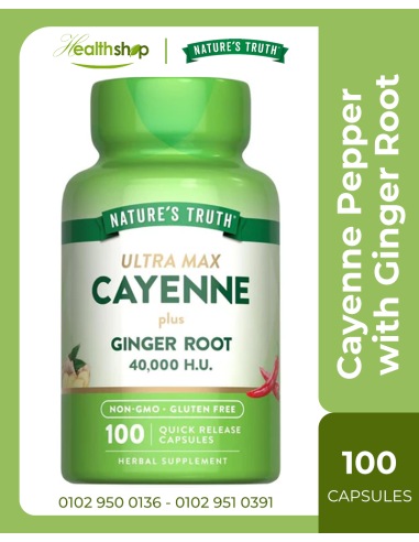 Cayenne Pepper 40,000 HU with Ginger Root - 100 Quick Release Capsules