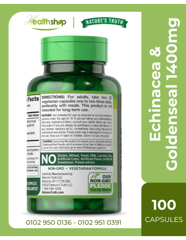 Echinacea & Goldenseal 1400mg - 100 Capsules