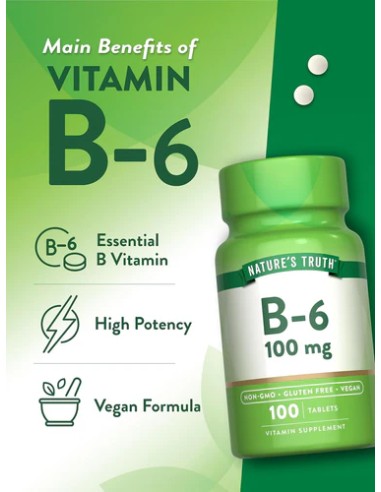 Vitamin B-6 100 mg - 100 Tablets