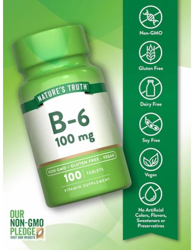 Vitamin B-6 100 mg - 100 Tablets