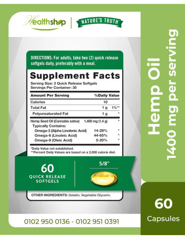 Hemp Oil 1400 mg - 60 Softgels