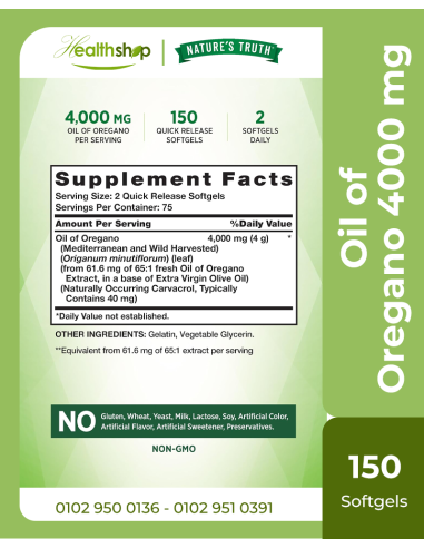 Oil of Oregano 4000 mg - 150 Softgels
