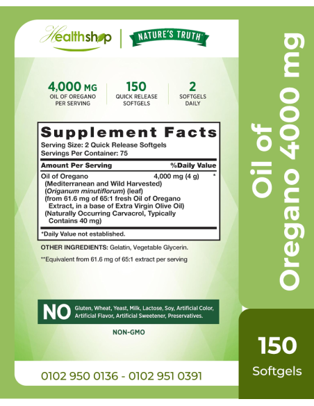 Oil of Oregano 4000 mg - 150 Softgels