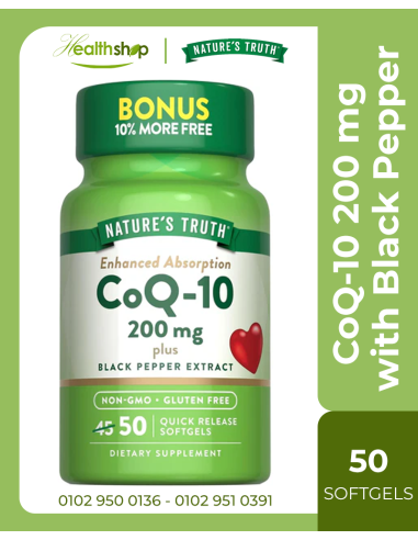 CoQ10 200mg With Black Pepper Extractm - 50 Softgels