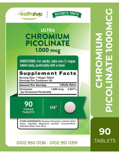 CHROMIUM PICOLINATE 1000 MCG - 90 Tablets