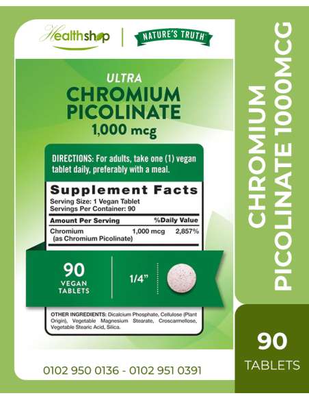 CHROMIUM PICOLINATE 1000 MCG - 90 Tablets