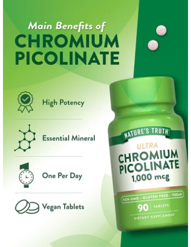 CHROMIUM PICOLINATE 1000 MCG - 90 Tablets