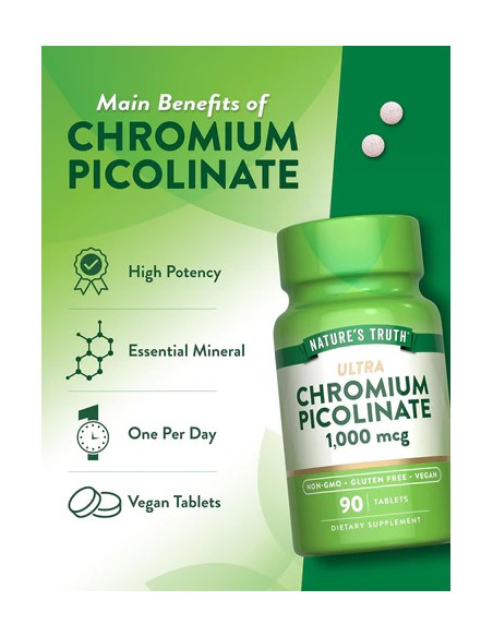 CHROMIUM PICOLINATE 1000 MCG - 90 Tablets