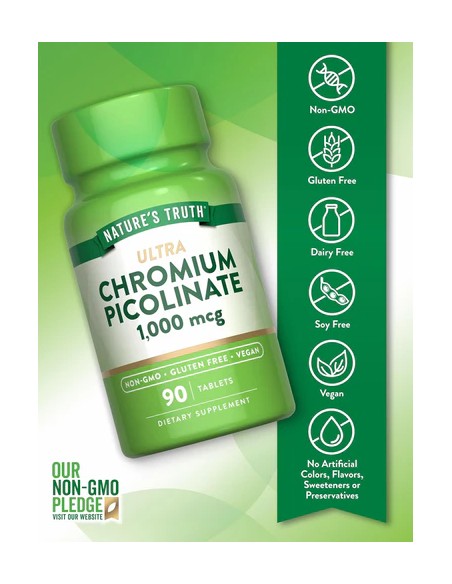 CHROMIUM PICOLINATE 1000 MCG - 90 Tablets