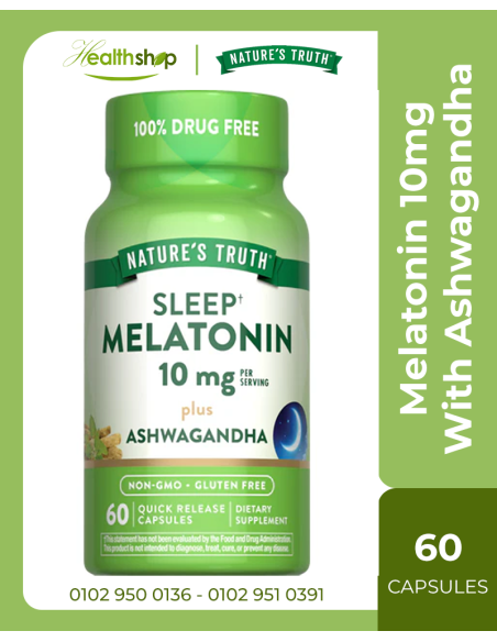 الميلاتونين 10 مجم مع الأشواجاندا - 60 كبسولة