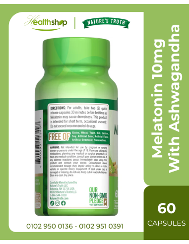 الميلاتونين 10 مجم مع الأشواجاندا - 60 كبسولة