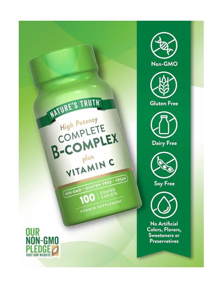 COMPLETE B-COMPLEX  PLUS  VITAMIN C - 100 Coated Caplets