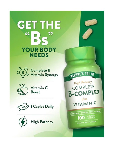 COMPLETE B-COMPLEX  PLUS  VITAMIN C - 100 Coated Caplets