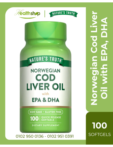 Norwegian Cod Liver Oil with EPA, DHA - 100 Softgels