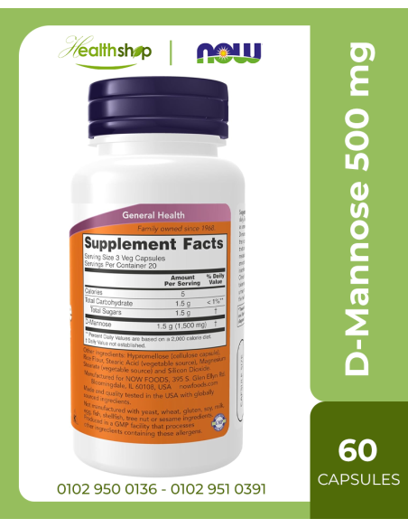 D-Mannose 500 mg - 60 Veg Capsules