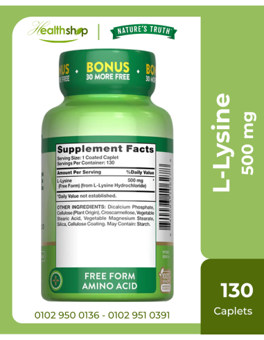 L-Lysine 500 mg - 130 Coated Caplets
