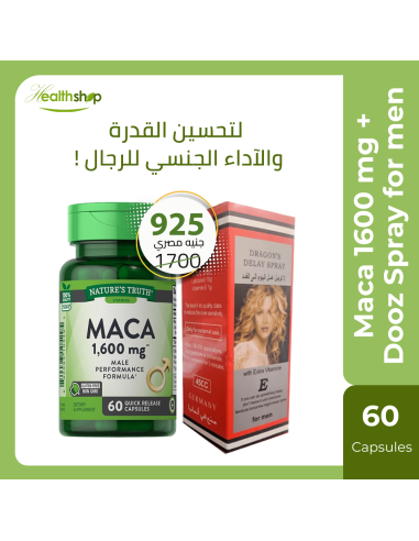 Maca 1600 mg + Dooz Spray for men ( Bundel )