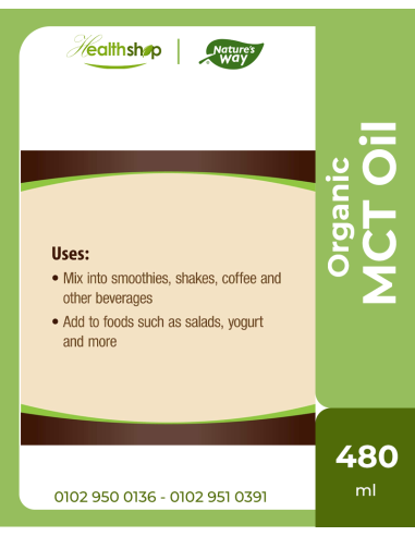 زيت MCT العضوي من جوز الهند C8&C10 - 480 مل