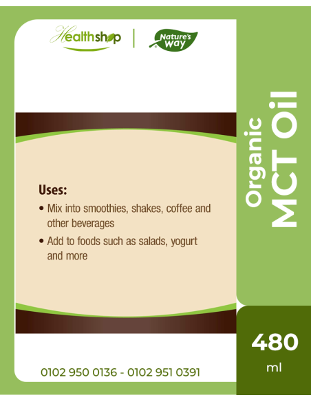 زيت MCT العضوي من جوز الهند C8&C10 - 480 مل