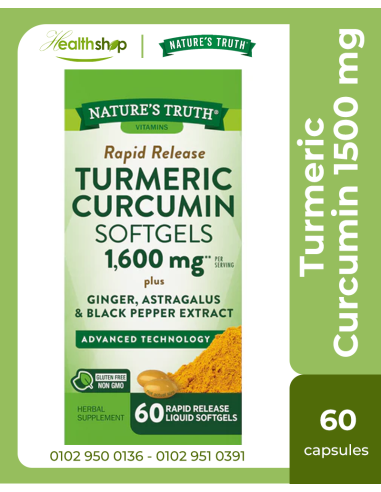 Turmeric Curcumin 1500 mg - 60 Capsules with Black Pepper Extract, Olive Leaf & Tart Cherry