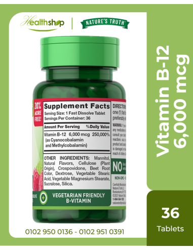 Vitamin B-12 6,000 mcg  - 36 Fast Dissolve Tablets