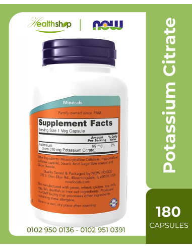 Potassium Citrate 99 mg Veg - 180 Capsules