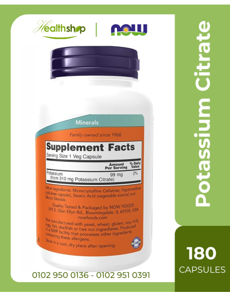 Potassium Citrate 99 mg Veg - 180 Capsules