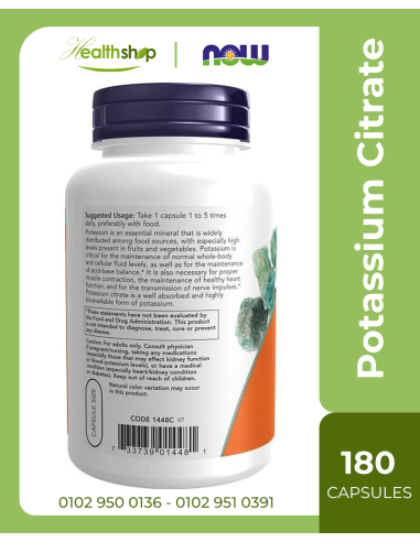 Potassium Citrate 99 mg Veg - 180 Capsules