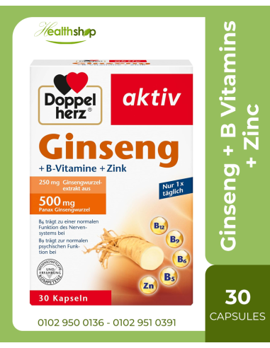 Ginseng + B Vitamins + Zinc - 30 Capsules