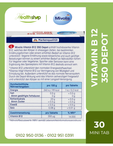 Mivolis Vitamin B12 350 Depot - 30 mini tablets