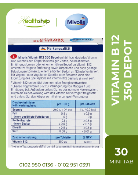 Mivolis Vitamin B12 350 Depot - 30 mini tablets