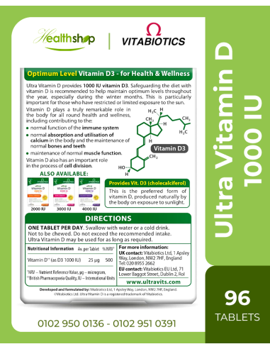 Ultra Vitamin D 1000 IU - 96 Tablets